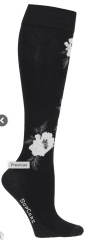 Kompresjons sokker - sorte med blomst